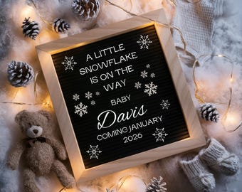 Winter Snowflake Pregnancy Announcement: Editable Canva Template (Digital Download)