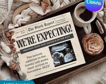 Newspaper Pregnancy Announcement: Baby News Reveal (Digital)