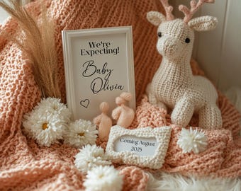 Editable Holiday Pregnancy Announcement: Baby News Reveal (Digital Download)