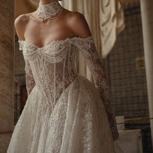 Klassisch und Romantisches Basken Taille Brautkleid aus Spitze - BLINK