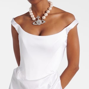 Elegant Square Neck Satin Corset Wedding Dress, Westwood inspired, Modern Simple Wedding Gown - Isla