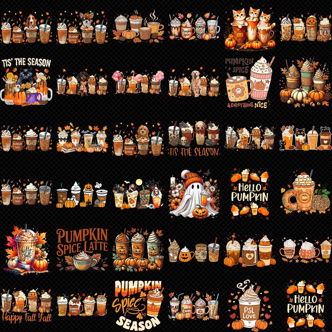 Pumpkin Spice Life PNG Bundle, Fall Coffee Drink PNG, Hello Pumpkin ...