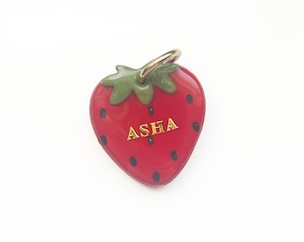 Custom Strawberry | Polymer Clay Pet I.D Tag