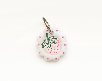 Scalloped Strawberries | BrownBear X TBA Collaboration TAG ONLY | Polymer Clay Pet I.D Tag