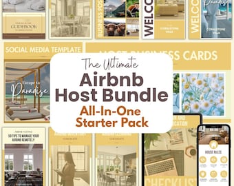 Airbnb-hostbundel: welkomstpakket, checklists, borden, canva bewerkbaar, digitale download