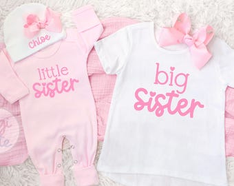 Matching Big Sister Little Sister Outfit Set, Personalized Bows