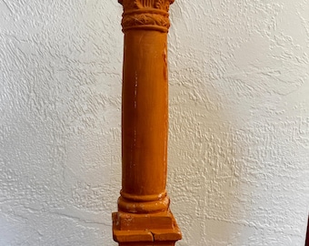 Vintage Handmade Corinthian Column Terra Cotta Candleholder