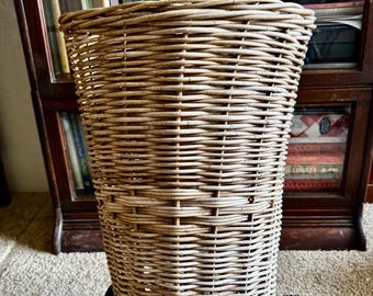 Vintage Wicker Market Basket Cart