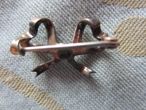 Antique Sterling Silver Ribbon Bow Brooch - image 6