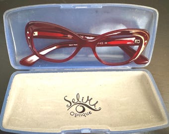 Vintage Selima Optique Saida Red Eyeglass Frames