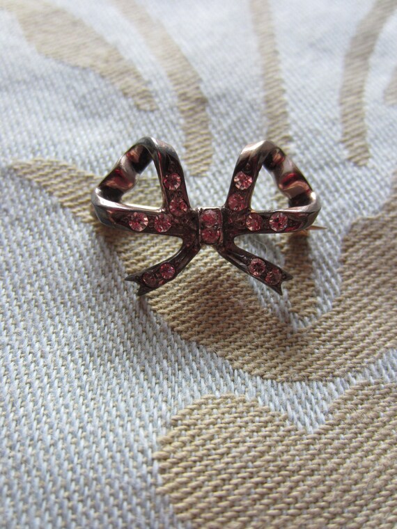 Antique Sterling Silver Ribbon Bow Brooch - image 5