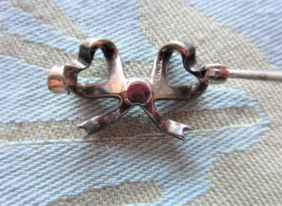 Antique Sterling Silver Ribbon Bow Brooch - image 4