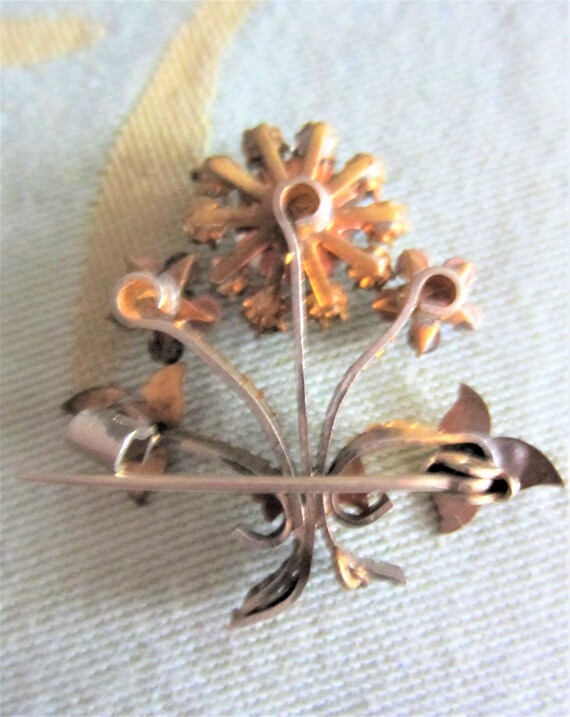 Antique Victorian Edwardian Gold Fill Floral Rhin… - image 3