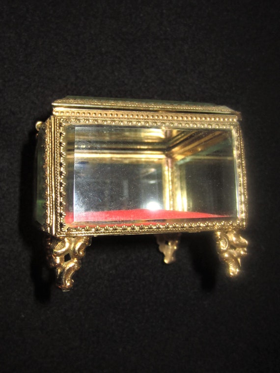 Vintage Gold Ormolu Filigree Jewelry Casket Box