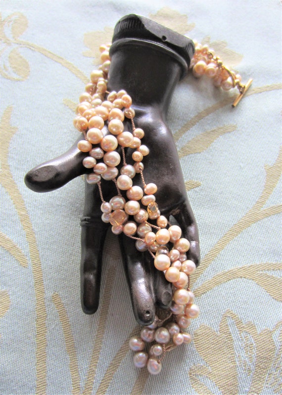 Vintage Double Strand Pearl and Citron Briolette … - image 2