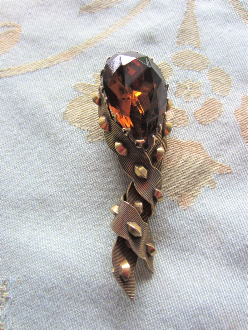 Vintage Signed Sandor Rhinestone Brooch Pin