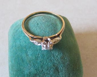 Antique Art Deco Three Diamond Engagement Stacking Ring