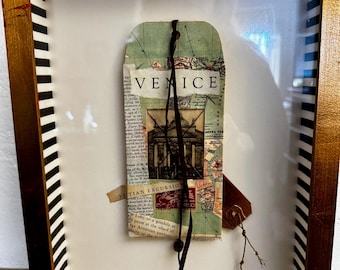 Signed Graceann Warn Venice Mixed Media Collage, Cities Series
