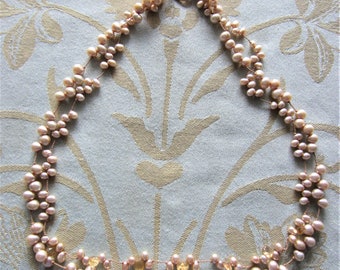 Vintage Double Strand Pearl and Citron Briolette Necklace