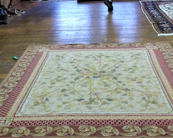 Vintage Asmara Siena Wool Rug, Handcrafted Acanthus Leaf Design
