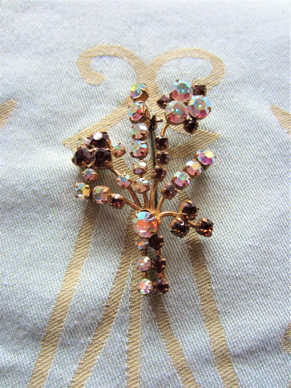 Pretty Aurora Borealis Floral Brooch