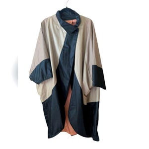 Rutland Inc. Vintage Color Block Dolman Cocoon Batwing Oversized Coat