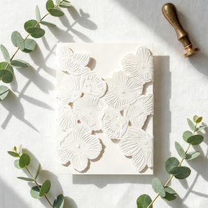 Veste de faire-part de mariage texturé botanique, pochette extérieure vierge