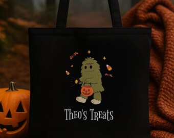 Personalized Halloween Tote Bag: Kids Monster Treat Sack