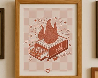 Romantic Matchbox Art Print | Quirky Couple Valentine's Gift | Original Artwork