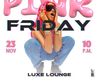 Pink Freitag Party Flyer Vorlage | Canva Editierbarer Club Flyer | Nachtleben Event Werbung | Ladies Night Flyer | Digitaler Download