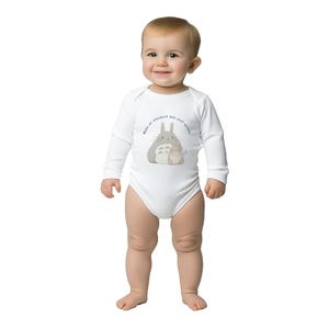 My Neighbor Totoro Bodysuit, Ghibli Inspired Baby Shower Gift, Totoro and Mei Cuddle, Cute Anime Babywear, Japanese Studio Ghibli Clothing image 6
