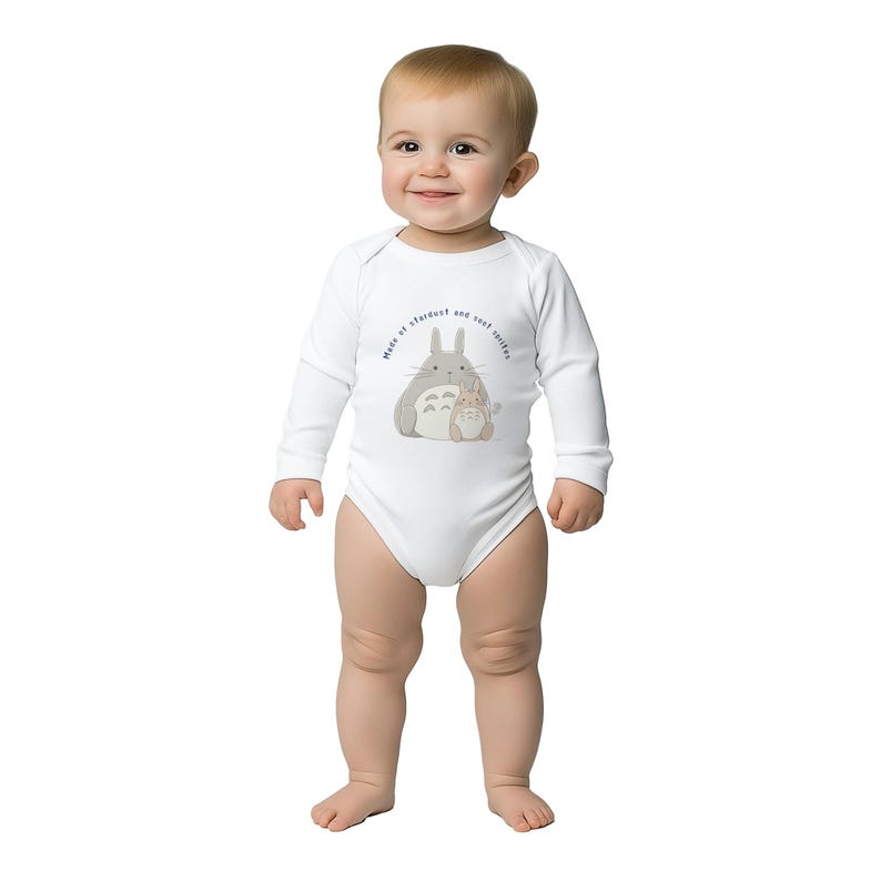 My Neighbor Totoro Bodysuit, Ghibli Inspired Baby Shower Gift, Totoro and Mei Cuddle, Cute Anime Babywear, Japanese Studio Ghibli Clothing image 6