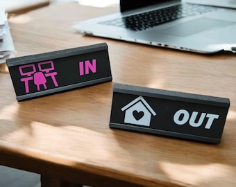Personalized LED Desk Sign: Three-Sided In Out Office Indicator Halloween Theme Funny and Cute Office Sign