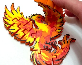 Phoenix Flexy Toy Fidget Vibrant Firebird Flexi Mythical Bird Toy Articulated Flying Bird Display