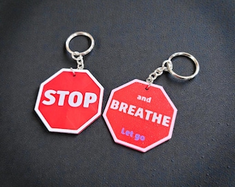 Gepersonaliseerde STOP-bord Sleutelhanger Tag Miniatuur Tasbedel Valentijnsdag Verjaardag Leuk Cadeau Aangepast sleutelhanger voor inspiratie Speciaal bericht
