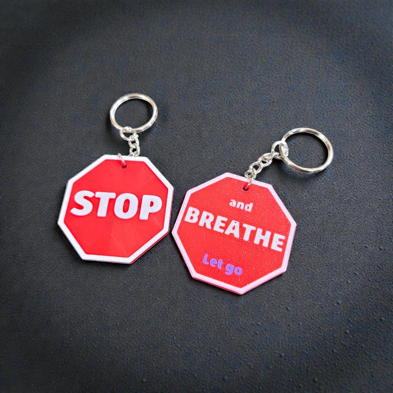 Personalized STOP Sign Keychain Tag Miniature Bag Charm