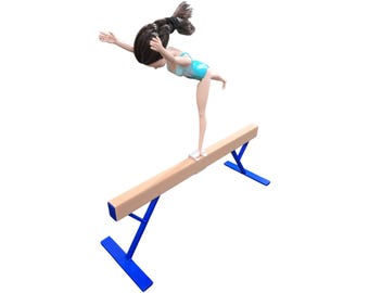 1:6 Gymnastics Balance Beam with Foot Clip for Posing Miniature Gymnastics Beam for Doll House Special Gift Gymnasts Girls Toy Accessories