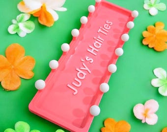 Personalized Hair Tie Organizer: Ponytail Tie Holder Tray