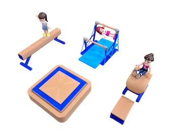 Mini monde de la gymnastique Barres de saut miniatures avec poutre, tremplin, équipement de gymnastique miniature, décoration de bureau, jouet, accessoires de maison de poupée