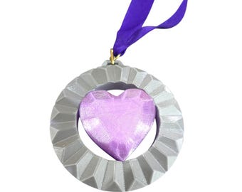 Light Up Medal with Replaceable LED Switch Heart Gem Silver Gold Rings Personalized Valentine's Gift for Gymnasts Coaches Competition Awards
