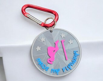 Personalized Gymnastics Skill Charm: Achievement Medal, Gym Bag Tag