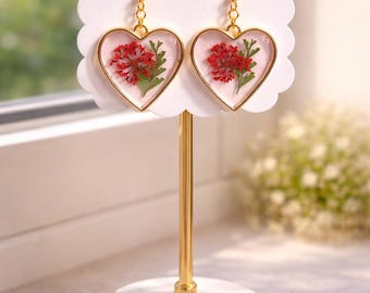 Real Pressed Floral Resin Earrings