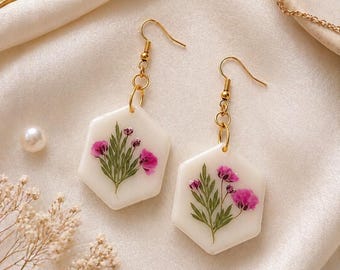 Delicate Bloom Earrings | Wear a Little Piece of Nature | Dainty Floral Feminine Soft Resin Earrings