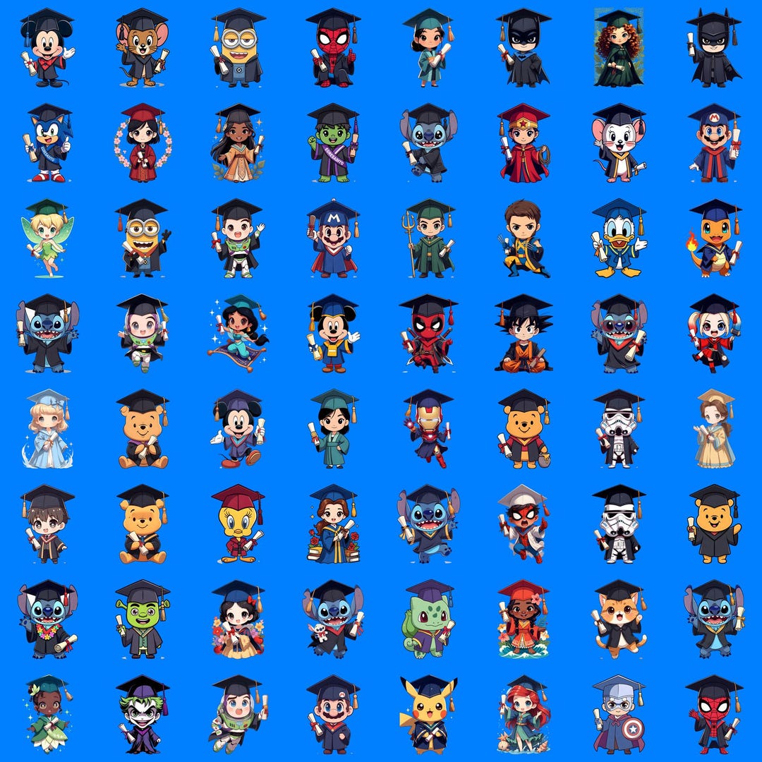 Graduation Characters Bundle PNG, Cute Cartoon Graduate Clipart, Kids ...