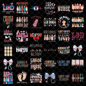 Labor and Delivery Nurse PNG Bundle, L&D Nurse Sublimation, Funny Cute OB Nurse png, Scrub Tech PNG, Medical Png