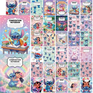 40+ Lilo And Stitch Composition Notebook Cover, Back To School Printable, Stitch Composition Book Covers, Instant Download