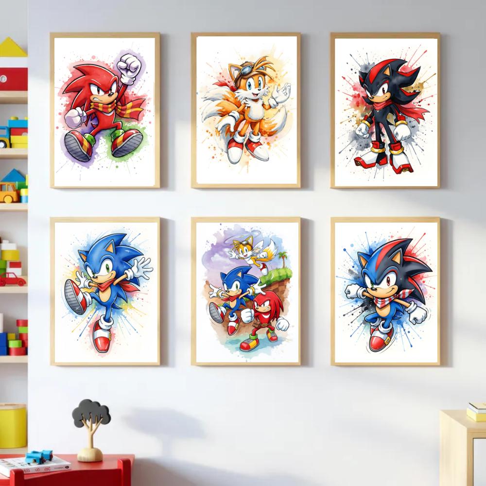 Sonic the Hedgehog Wall Art Set of 6, Sonic Nursery Prints, Kids Room ...