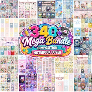 340+ Composition Notebook Cover Cartoon Mega Bundle, Cartoon themed Composition Notebook, Printable Composition Book, Superheroes Covers