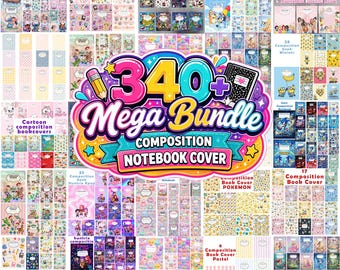 340+ Composition Notebook Cover Cartoon Mega Bundle, Cartoon themed Composition Notebook, Printable Composition Book, Superheroes Covers