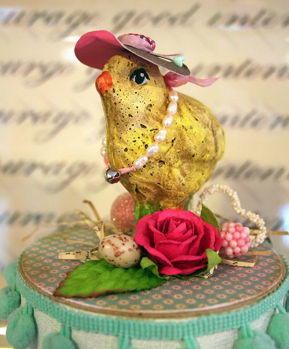Items similar to Spring Chick Handmade Paper Mache Chick OoAK